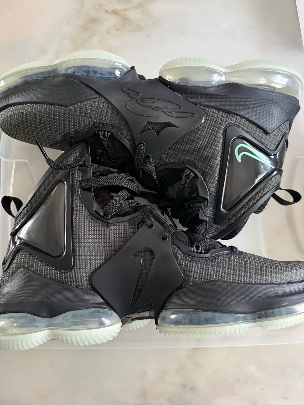 Nike LeBron James 19 Men’s Black & Green Glow Basketball Sneakers